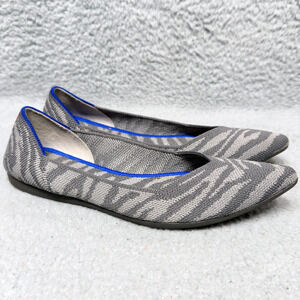Rothy's The Point Womens Size 6 Slip On Flats Shoes Gray Zebra Knit